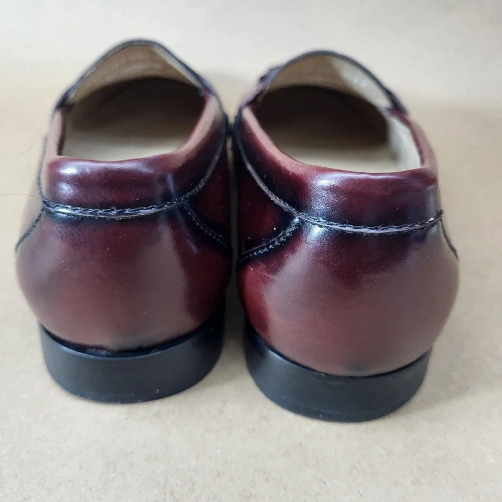 Bass Harrison Tassel Loafers Dress Shoes Mens 8.5 EE Burgundy Leather Slip On